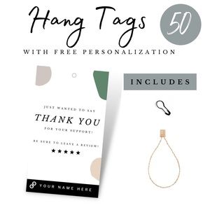 50 Custom Hang Tags - Seller Supplies - Poshmark Packaging - 2 x 3.5 in